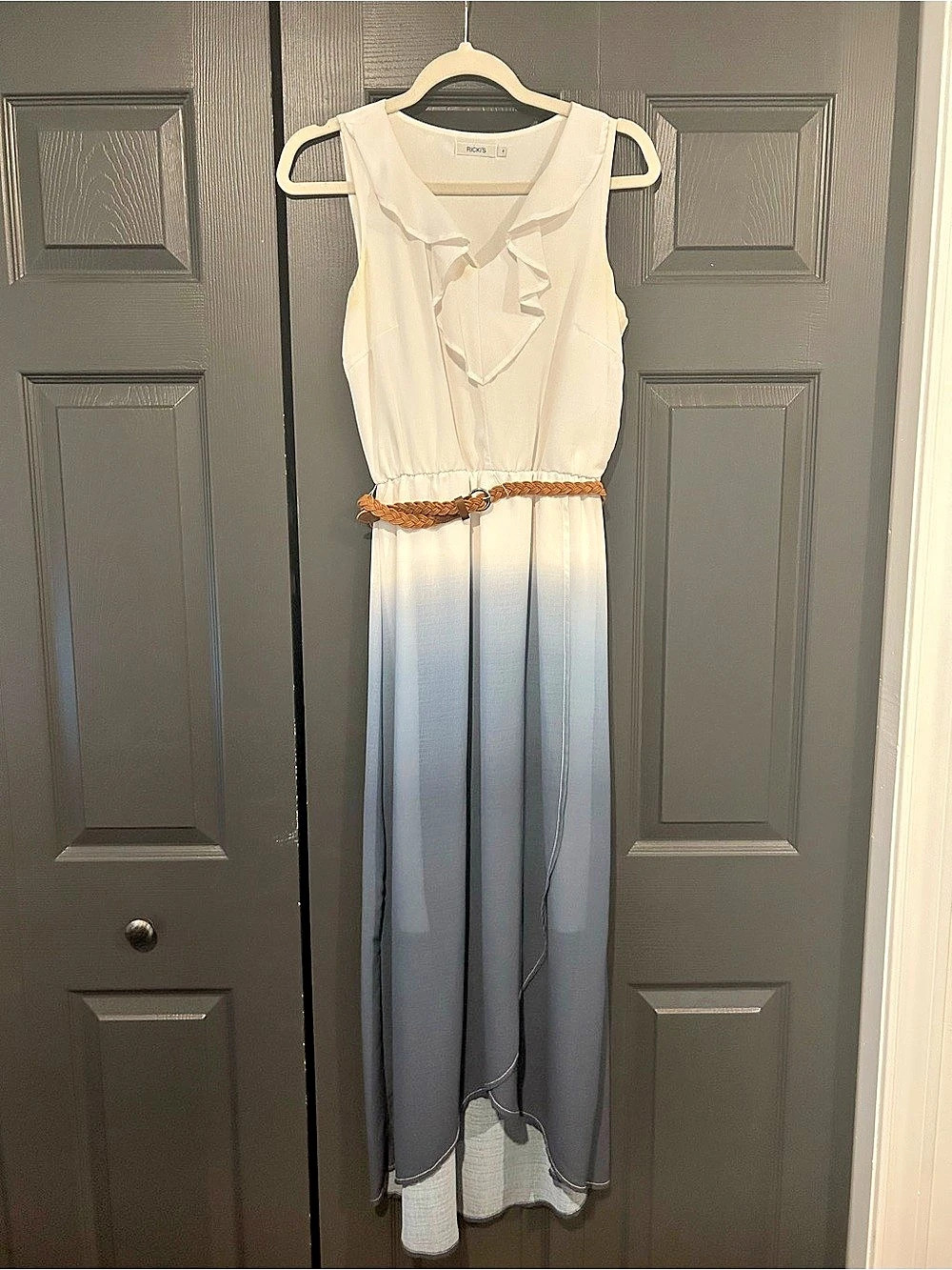Ombre Maxi Dress in White & Blue